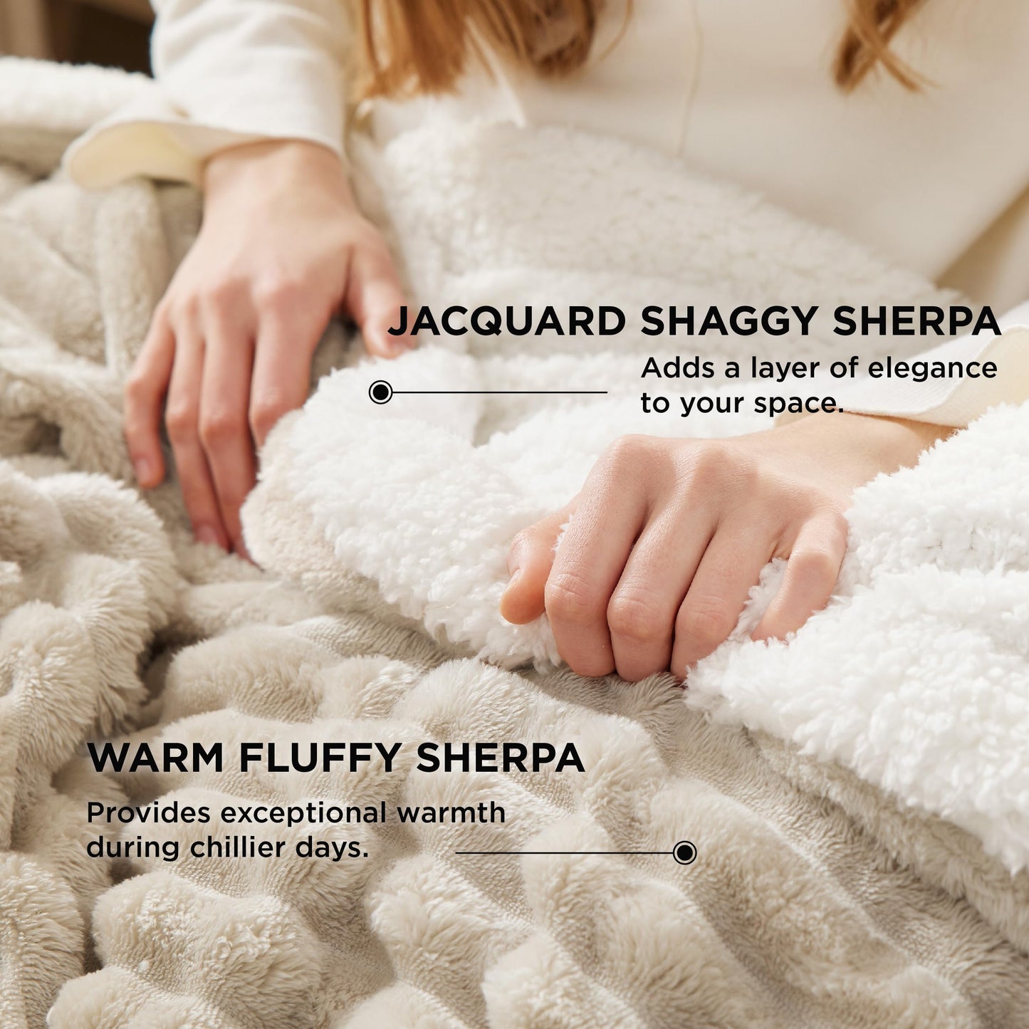 Bedsure Bundle of 1 Sherpa Blanket 50x60 & 1 Faux Fur Blanket 50x60
