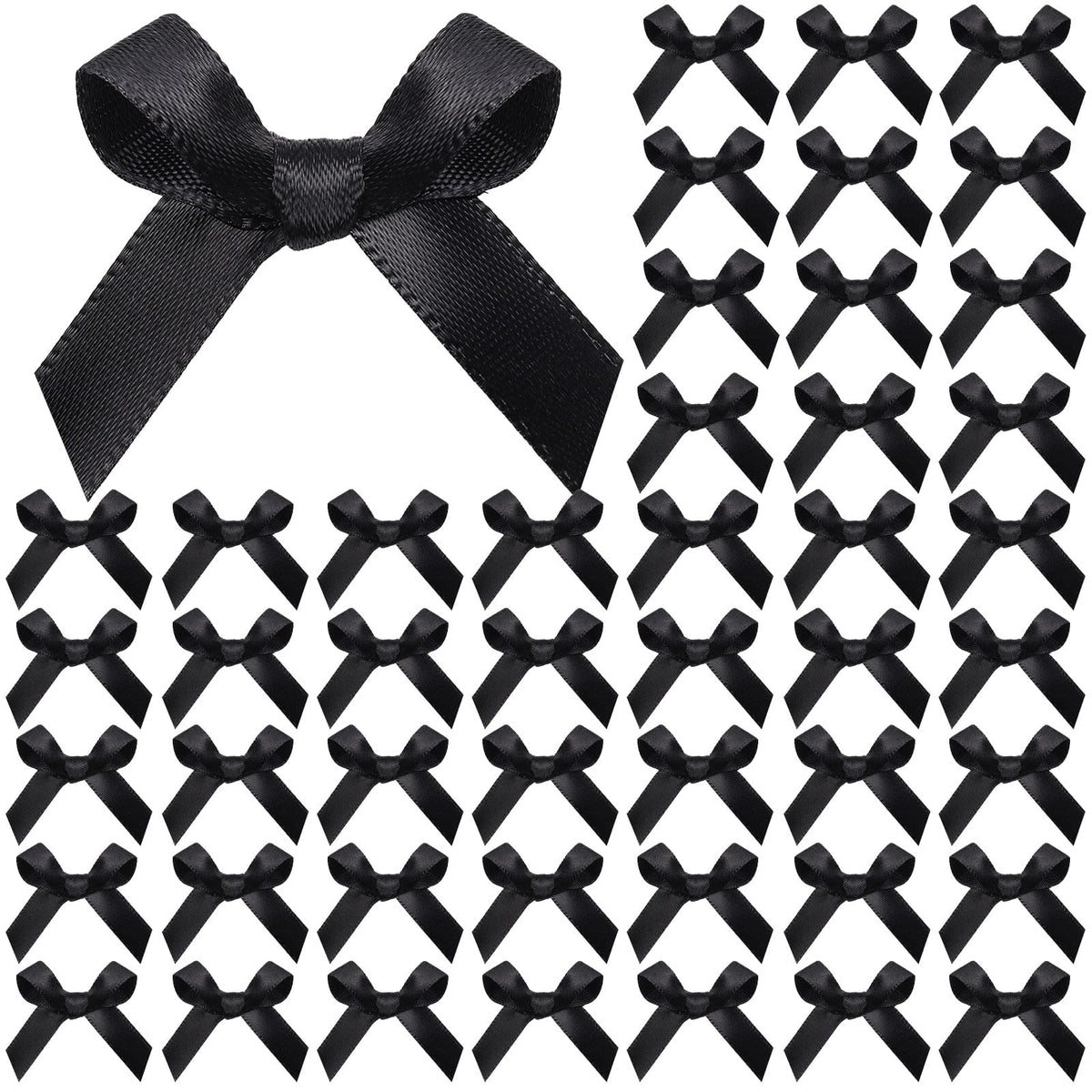 YGDZ 50 PCS Mini Black Bows, Small Stain Ribbon Black Bow for Cake, Tiny Bows for Crafts, Bow Decorations for Party Favors, Balloons