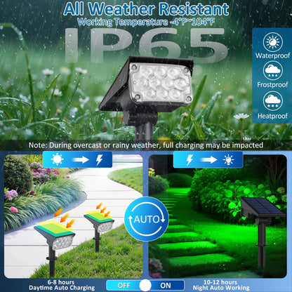 T-SUNUS Halloween Green Solar Spot Lights Outdoor, Landscape Spotlights 2 Modes Dusk to Dawn Waterproof IP65 for Accent Uplighting Christmas Tree St. Patrick's Day Yard Statue Graveyard Driveway Flag