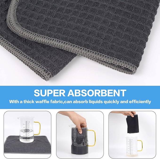 KinHwa Kitchen Washcloths for Dishes Absorbent Microfiber Dish Cloths Quick Dry