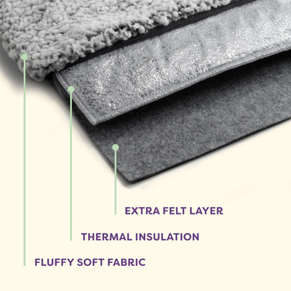 Knupis Self Heating Cat Bed - 60 x 45 cm - Soft & Cuddly Cat Blanket - Noise Dampening - Washable Cover - Non-Slip Underside (Grey)