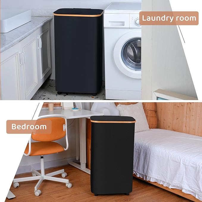 Laundry Basket with Wheels, 110L Black Clothes Hamper