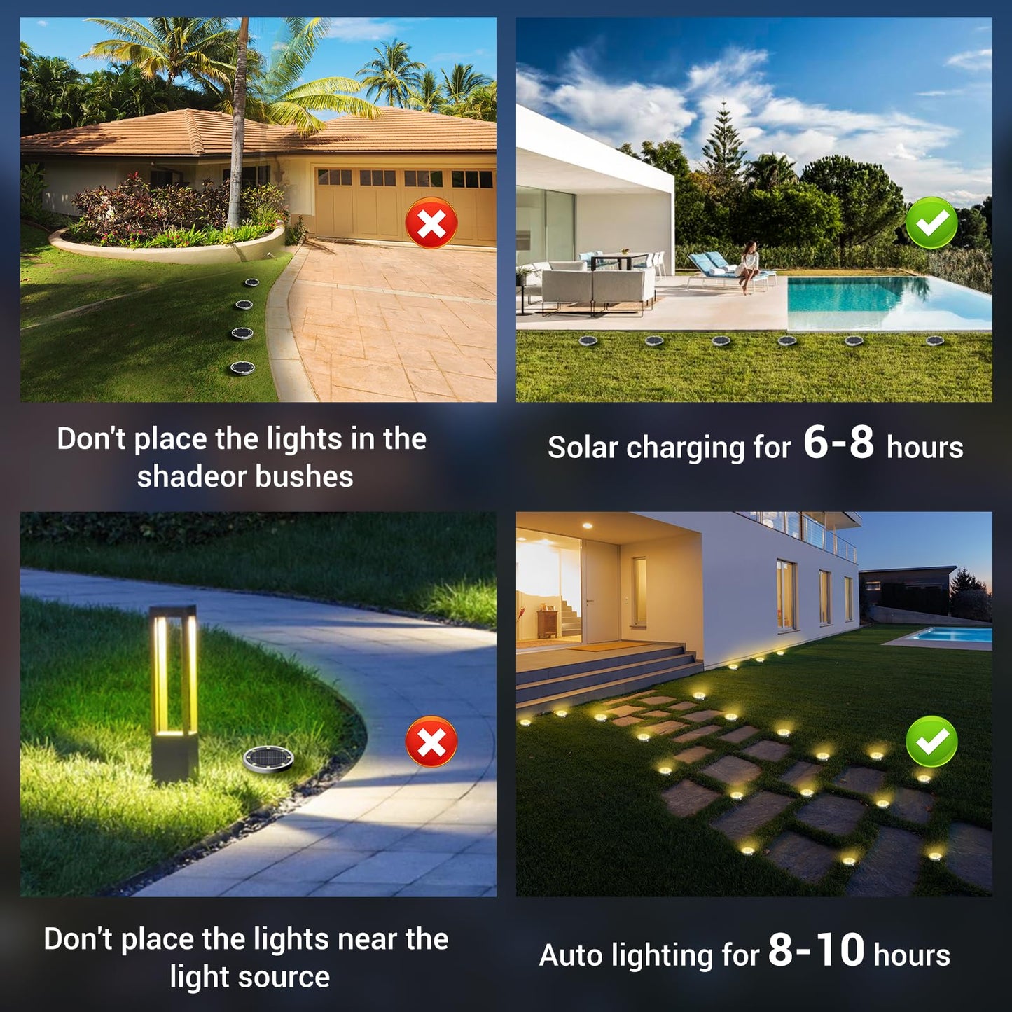 Peasur Solar Lights Outdoor Waterproof -12 Pack Solar Ground Lights Anti-Rust, Flat Solar Powered Disc Lights Landscape Lighting for Deck Step Patio Yard Pathway Walkway Driveway Garden, Warm White