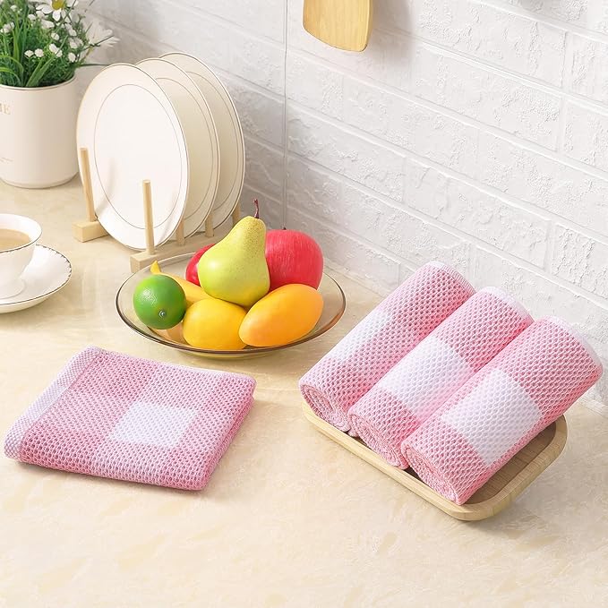 Homaxy 100% Cotton Waffle Weave Check Plaid Kitchen Towels, 13 x 28 Inches