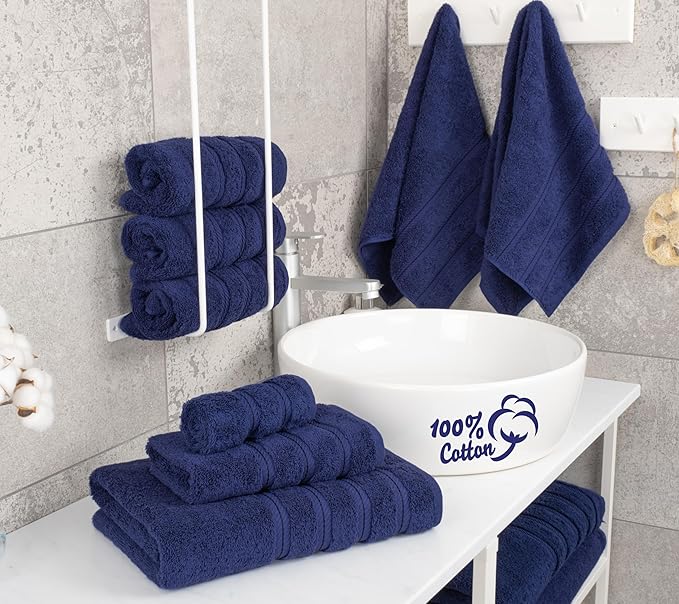 American Soft Linen Luxury 6 Piece Towel Set, 2 Bath Towels 2 Hand Towel 2