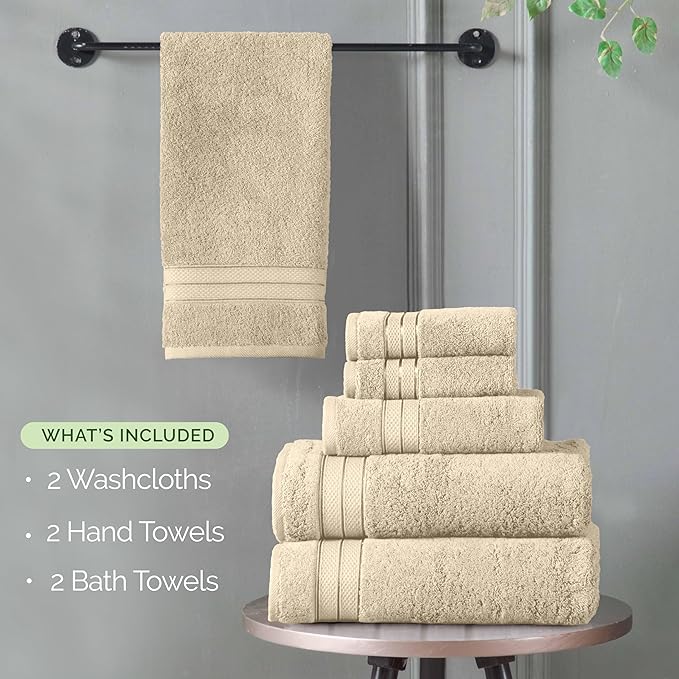 Elegant Comfort Luxury 6-Piece Towel Set, Premium Soft 100% Turkish Cotton