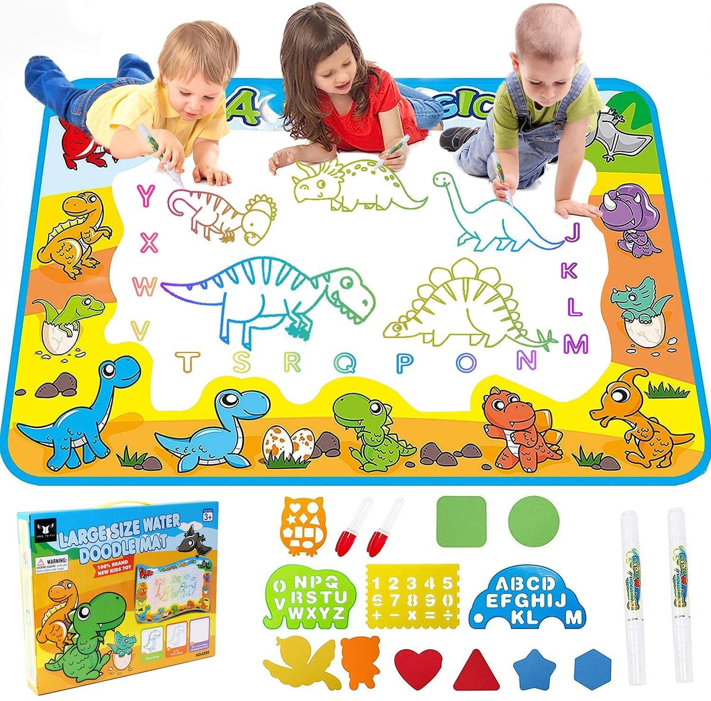 2025 Trending 1-4 Year Old Toddlers Painting Toy Water Doodle Mat for Girls and Boys Dinosaur Coloring Pad for Kids Age 1 2 3 4 Magic Drawing Board Educational Christmas Birthday Gifts for Education