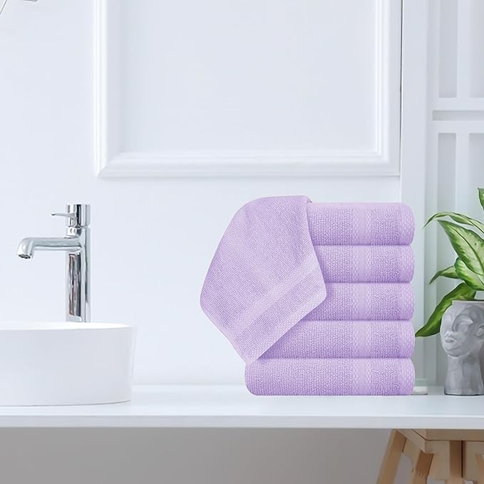 GLAMBURG Ultra Soft 12-Piece Washcloths Set 13x13-100% Ringspun Cotton
