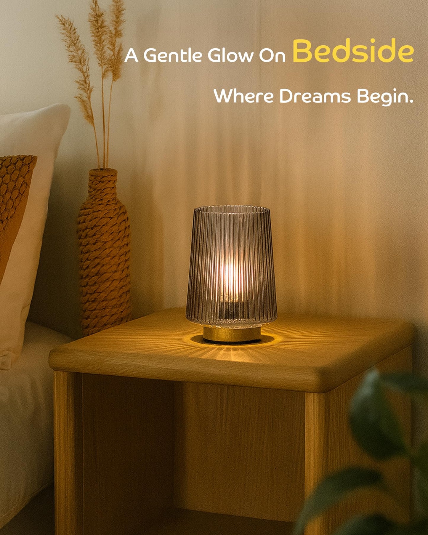 LUSHARBOR Battery Operated Lamp with Timer, Small Cozy Table Lamp for Dorm Room, Aesthetic Cordless Bedside Battery Lamp for Living Room/Shelf/Office Desk/Side Table Grey