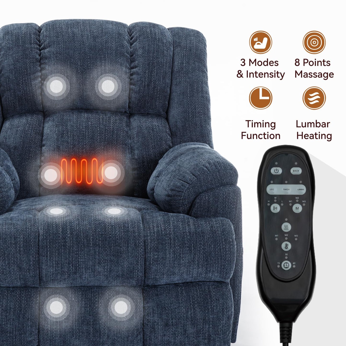 KEIKI Dual Motor Power Lift Recliner Chair,Massage Up to 350 LBS, Lift Recliners with Power-Remote