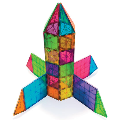 MAGNA-TILES Classic 100-Piece Magnetic Construction Set, The ORIGINAL Magnetic Building Brand, Rainbow