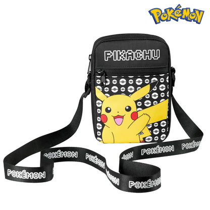 Pokemon Shoulder Bag Cross Body Bag for Kids - Adjustable Strap Kids Pikachu Small Travel Bag - Gamer Gifts (Black Pikachu)