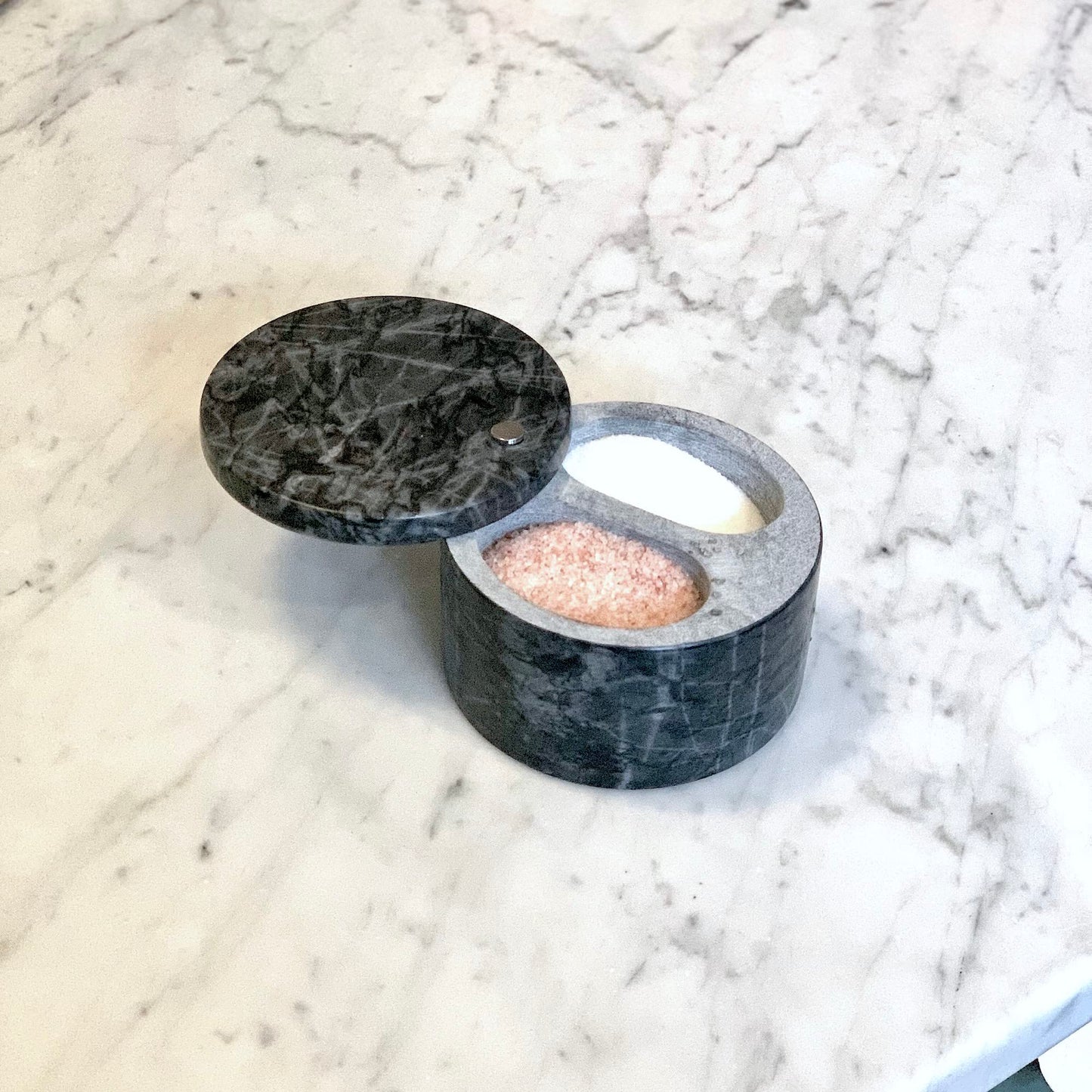 Fox Run Black Marble Double Salt Cellar Black 4” x 4” x 2.5”