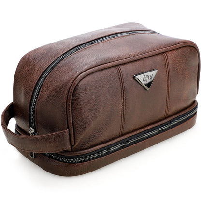 emissary Leather Men's Travel Toiletry Bag, Water Resistant Travel Bathroom Bag Men's Shaving Kit, Valentines Day Gifts for Men, Travel Kit Small Bags for Men, Shaving Bag for Travel Accessories