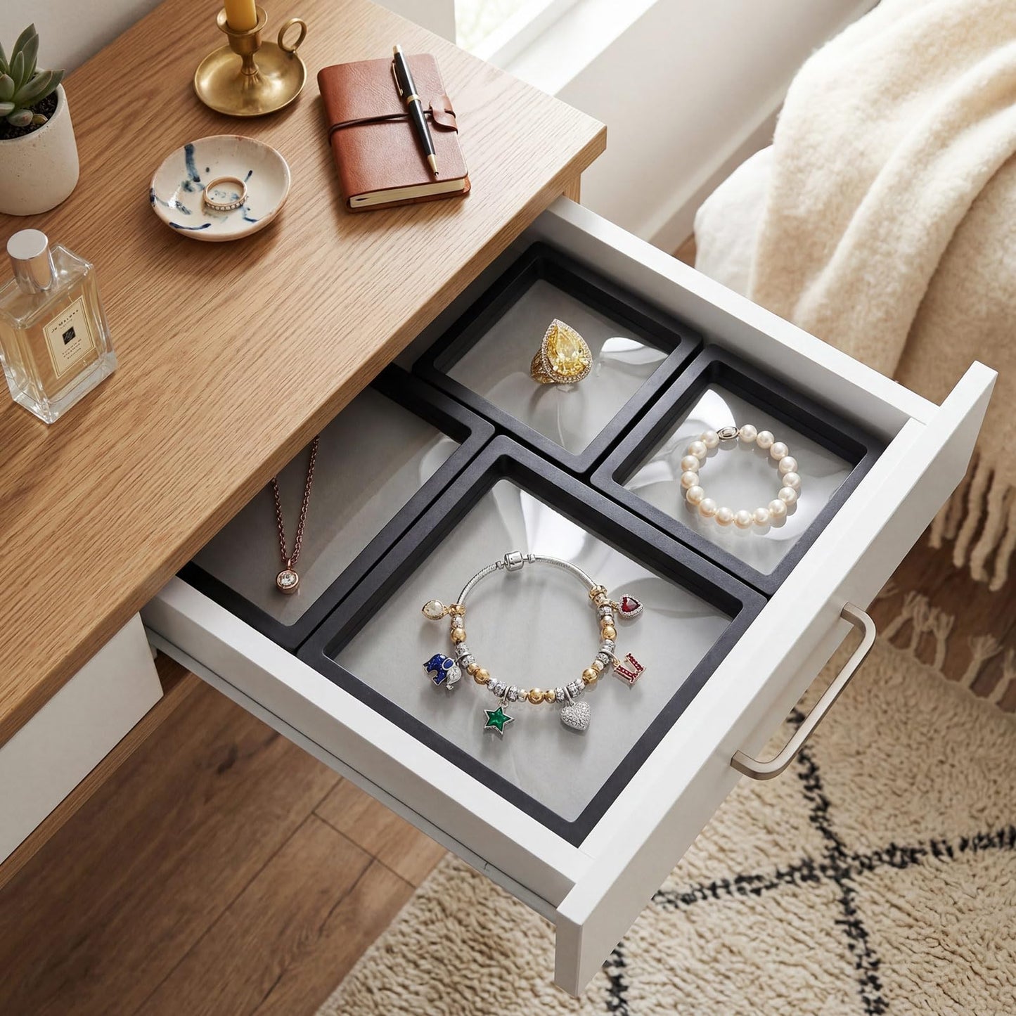 Harloon 12 Pcs 3D Floating Display Case Floating Frame Display Holder Stand Challenge Coin Jewelry Frame Box for AA Medallions Fossil Rock Gemstones Specimen (Black,Two Sizes,Multiple Base)