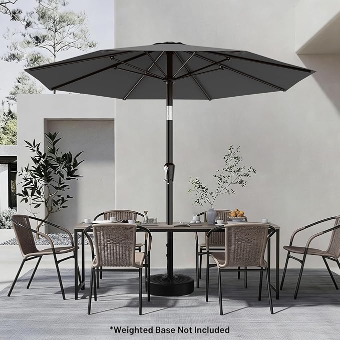 AreShark 9 FT Patio Umbrella for Outdoor, Outdoor Table Umbrella with Push Button Tilt and Crank, Outdoor Patio Umbrellas with 8 Sturdy Ribs for Market, Garden, Pool (Gray)