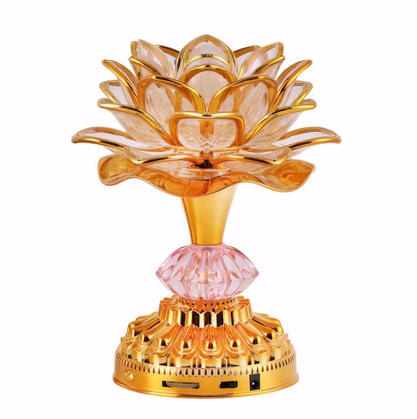 Omeet Colorful LED Lotus Buddhist Lamp, Built 13 Buddhist Songs, Gradient Buddha Light for Worship, Prayer and Display, Low Power Consumption, Eco, Buddhist Supplies - Gold