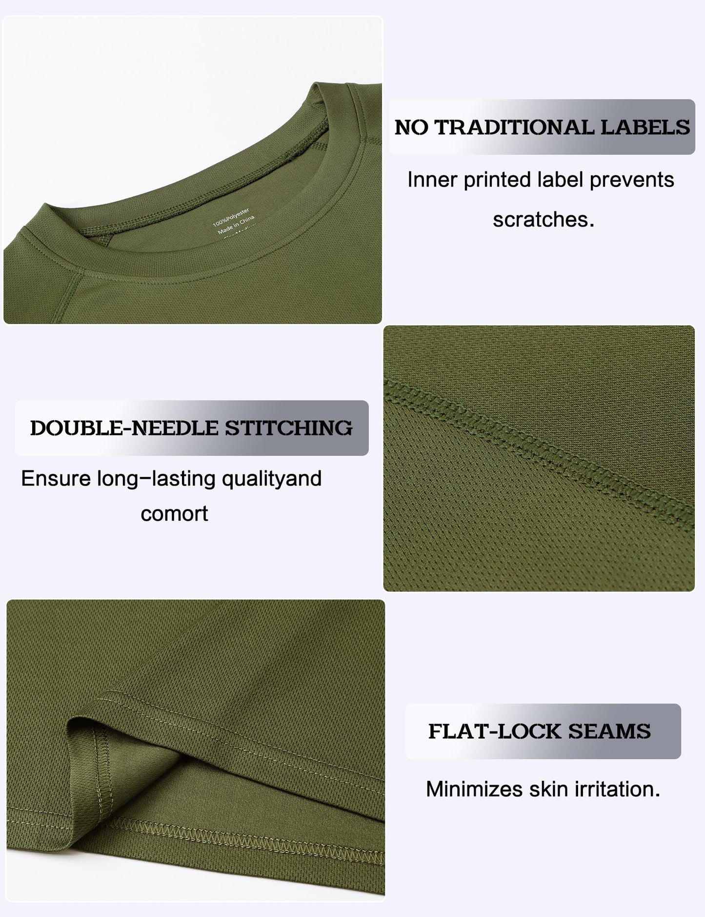 Cimic 3 Pack Gym Shirts for Men Workout Quick Dry Tops Casual Moisture Wicking Active Athletic Runing Tops Short Sleeve T-Shirt(590) Black Grey Green-L