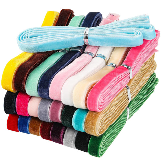 Syhood 120 Yards 3/8" Christmas Velvet Ribbon Assorted Colors Bulk for Gift Wrapping DIY Craft Hair Bow Christmas Tree Wreath Bows Door Garland Wedding Decor