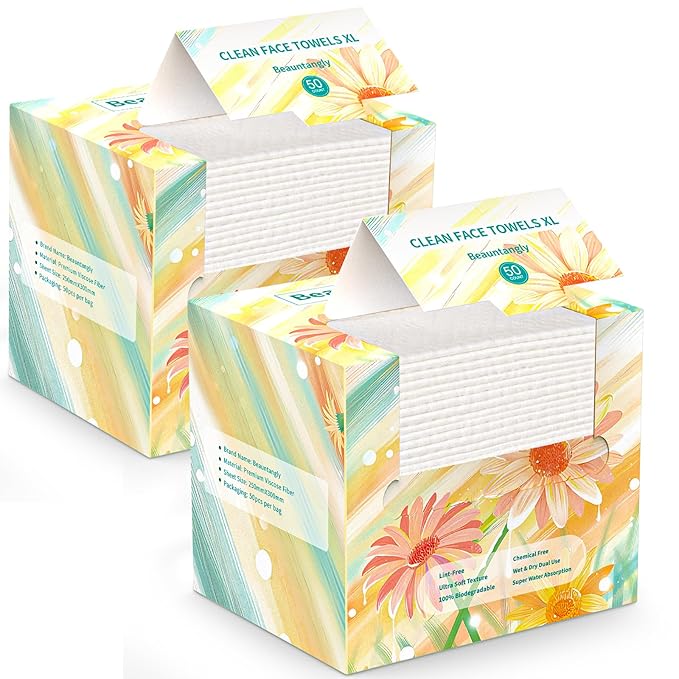 Disposable Face Towel, XL Facial Towelettes Soft Thick Absorbent, Lint-Free
