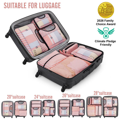 8 Set Packing Cubes for Travel Essentials, Suitcase Organizer Bags in 4 Sizes, Carry-On Luggage Accessories with Laundry Bag, Airplane Must Have, Gifts for Women Men