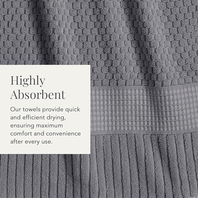 NY Loft 100% Cotton Bath Towel Set of 4 | Grey Towels | Oeko-TEX® Standard 100