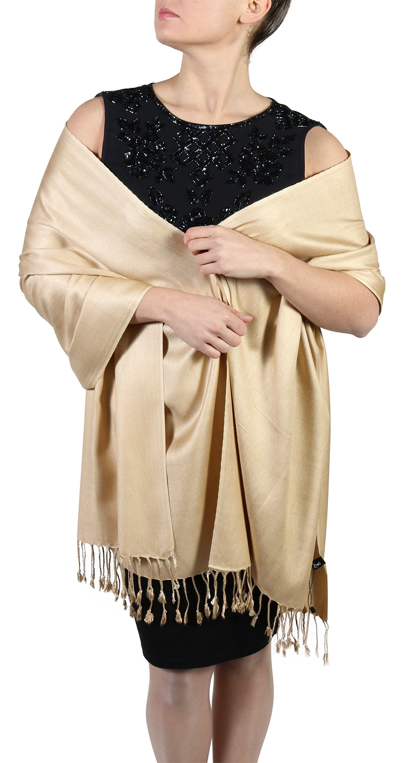 Pashmina Shawls and Wraps for Women - Ideal for Summer Weddings and Special Events - Gold