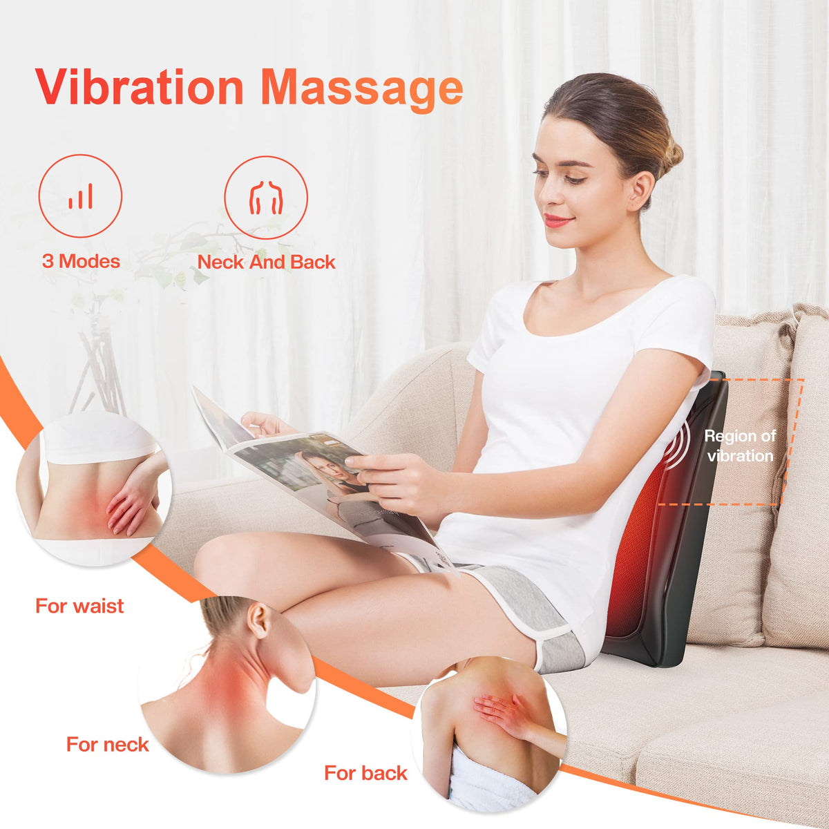 COMFIER Back Massager with Heat, Shiatsu Neck and Back Massager with Heat for Back Pain, Soothing Heating & 3D Kneading Massage Pillow Gift for Men Women