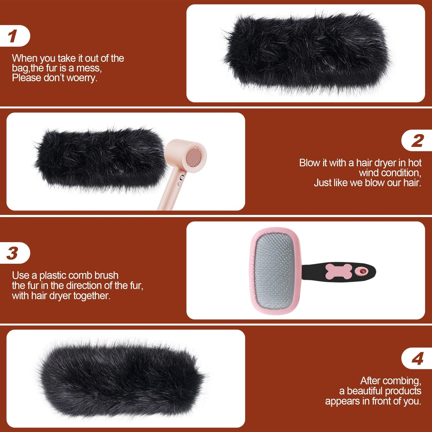 Dikoaina Womens Faux Fur Headband Winter Earwarmer Earmuff Ski, Black, One Size
