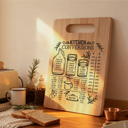 Koesus Kitchen Conversions Cutting Board, Gifts for Cooking Lovers, Gifts for Cooks Chefs Bamboo Cutting Chopping Boards for Kitchen