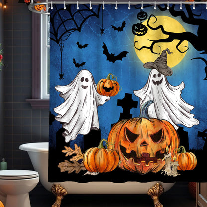 pinata Halloween Shower Curtain Set, Halloween Bathroom Set 4, Bathroom Decor Sets with Shower Curtain and Rugs Accessories, Ghost Curtains for Bath Decor