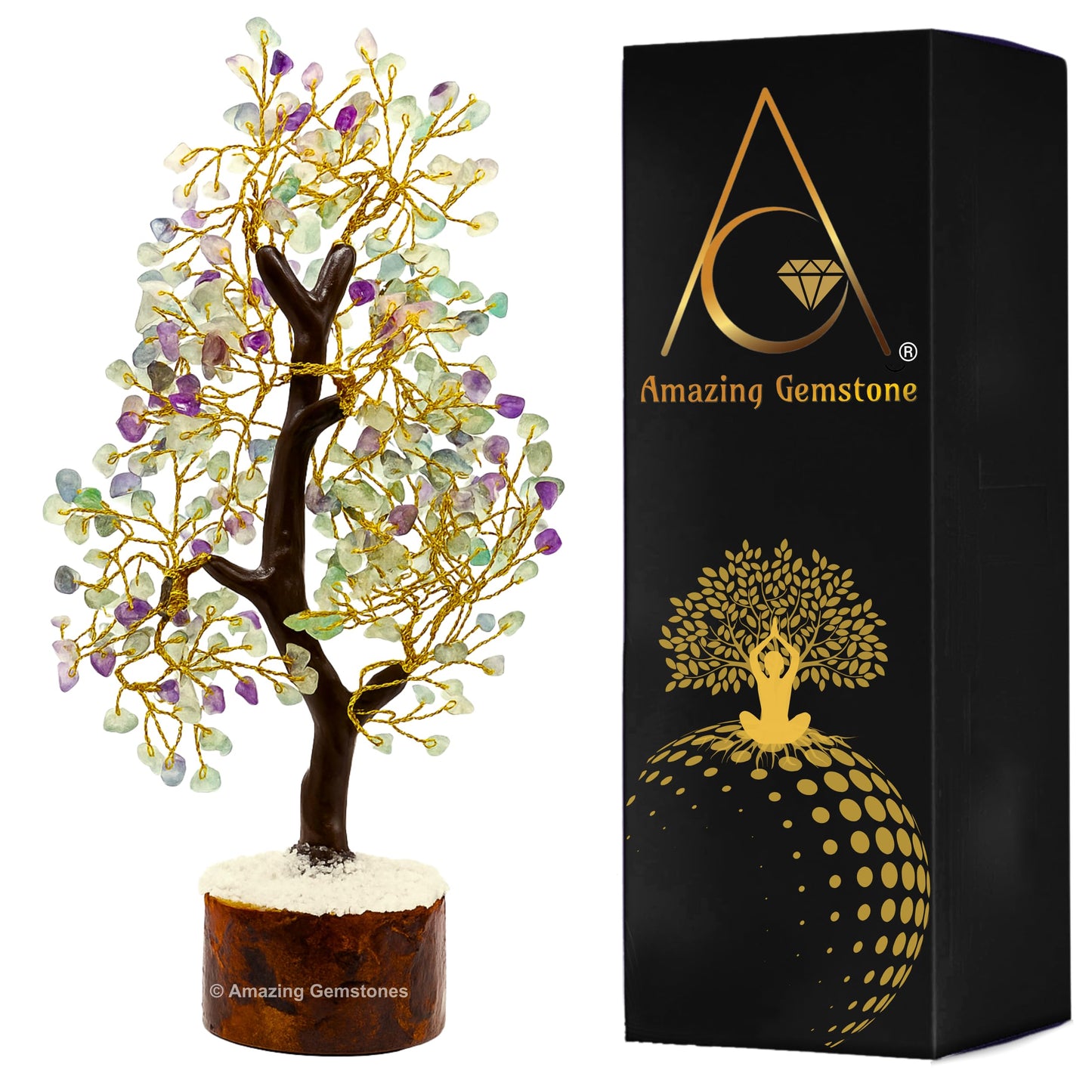 Amazing Gemstone Crystals and Healing Stones Birthday Gifts for Women - Fluorite Crystal Tree of Life Home Decor Stocking Stuffers, Bookshelf, Room, Meditation Gift for Mom Dad Unique Birthday Gifts