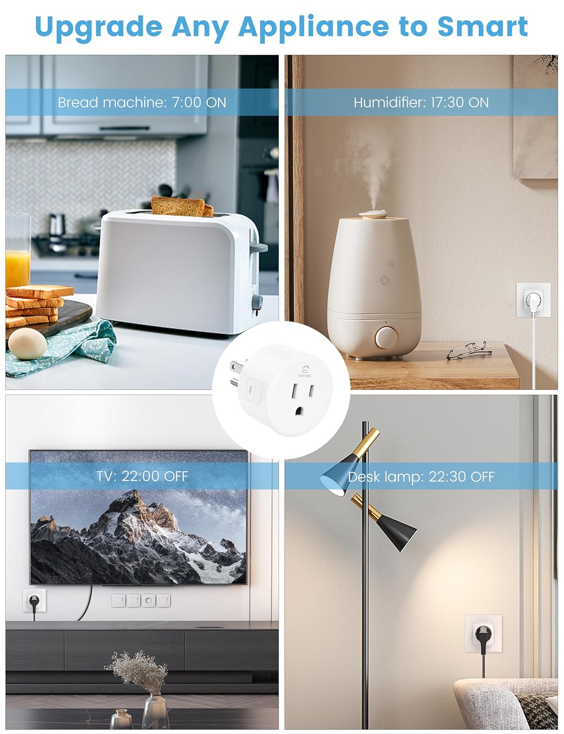 Eightree Smart Plug 5GHz & 2.4GHz, Smart Outlet WiFi Socket with APP Remote Control, Compatible with Alexa & Google Home, 4 Packs