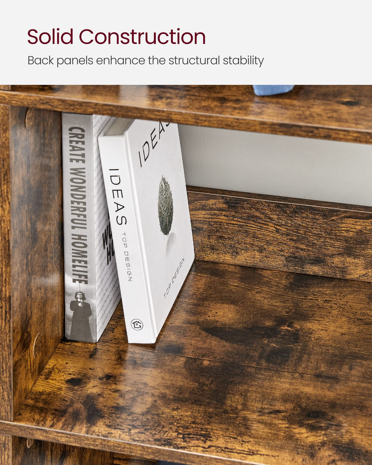VASAGLE Bookshelf, Bookcase, 9 Cubes Storage Organizer, Industrial Open Display Shelf, for Bedroom, Office, Living Room, Metal Frame, Rustic Brown and Black ULLS112B01