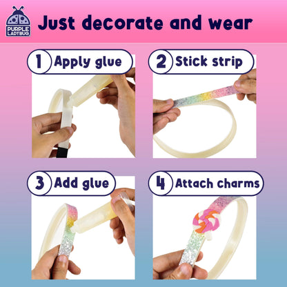 PURPLE LADYBUG Glamour Headband Making Kit for Girls - DIY Hair Accessories & Hair Bands - Craft Kits for Kids - 5 Year Old Girls Gifts, Girl Birthday Presents for Ages 5-10, Summer Crafts Activity