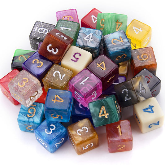 AUSTOR 42 Pieces Polyhedral Dice 6 Sided Game Dice Set Mixed Color Dices Assortment with a Black Velvet Storage Bag for DND RPG MTG Table Games