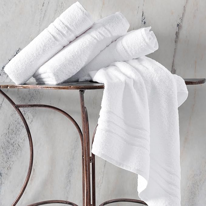 Hawmam Linen White Bath Towels 4 Pack 27 x 54 Inches 100% Turkish Cotton Soft