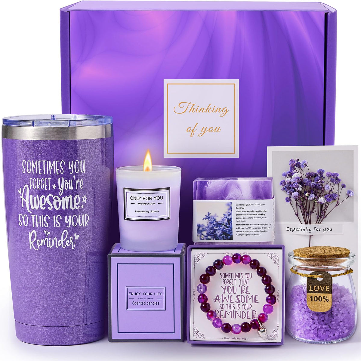 CITTA Gifts for Women Mom Wife Her, Unique Birthday Mother's Day Thank You Gift for Women, Best Friend, Lavender Spa Bath Gift Basket Set for Her, Self Care Get Well Retirement Appreciation Gifts