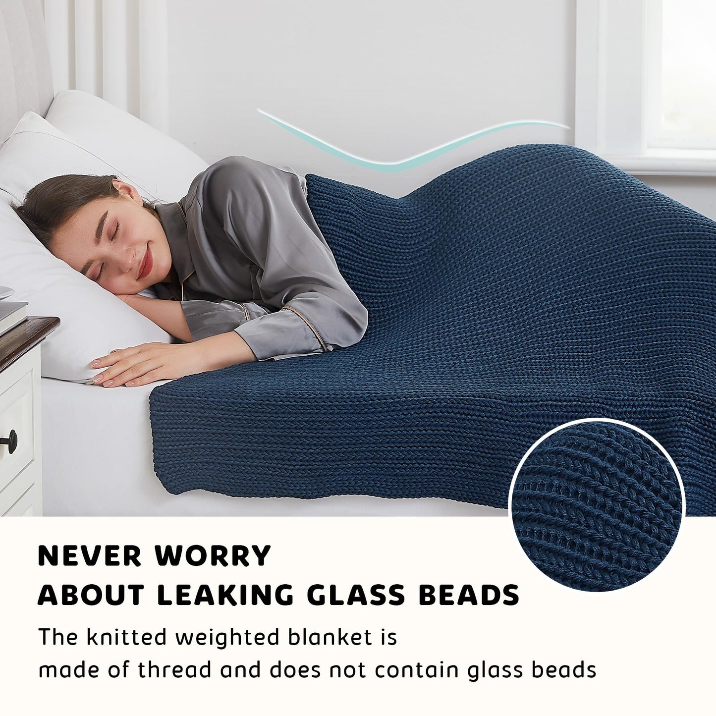 L'AGRATY Knitted Weighted Blanket - 50"x60" 7lbs Cooling Chunky Knit Heavy Blanket for Adults Braided Crochet Throw Thick Cable Yarn Knit Decorative No Beads Evenly Weighted Machine Washable