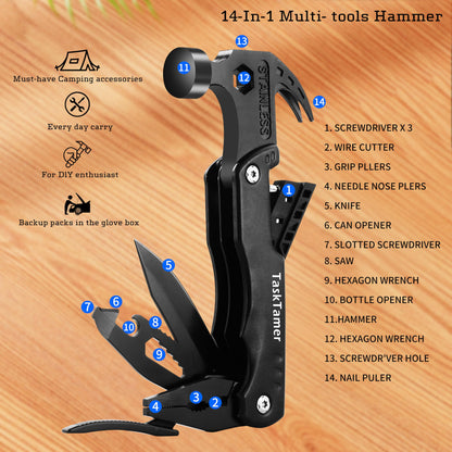 Multitools Gfit Set for Men, 3-in-1 Multi-tools Set "THANK YOU" Includes a Multi-Hammer, Utility Knife & Tactical Flashlight, EDC Gears for Car, Camping & Emergency, Gifts For Dad Husband Him
