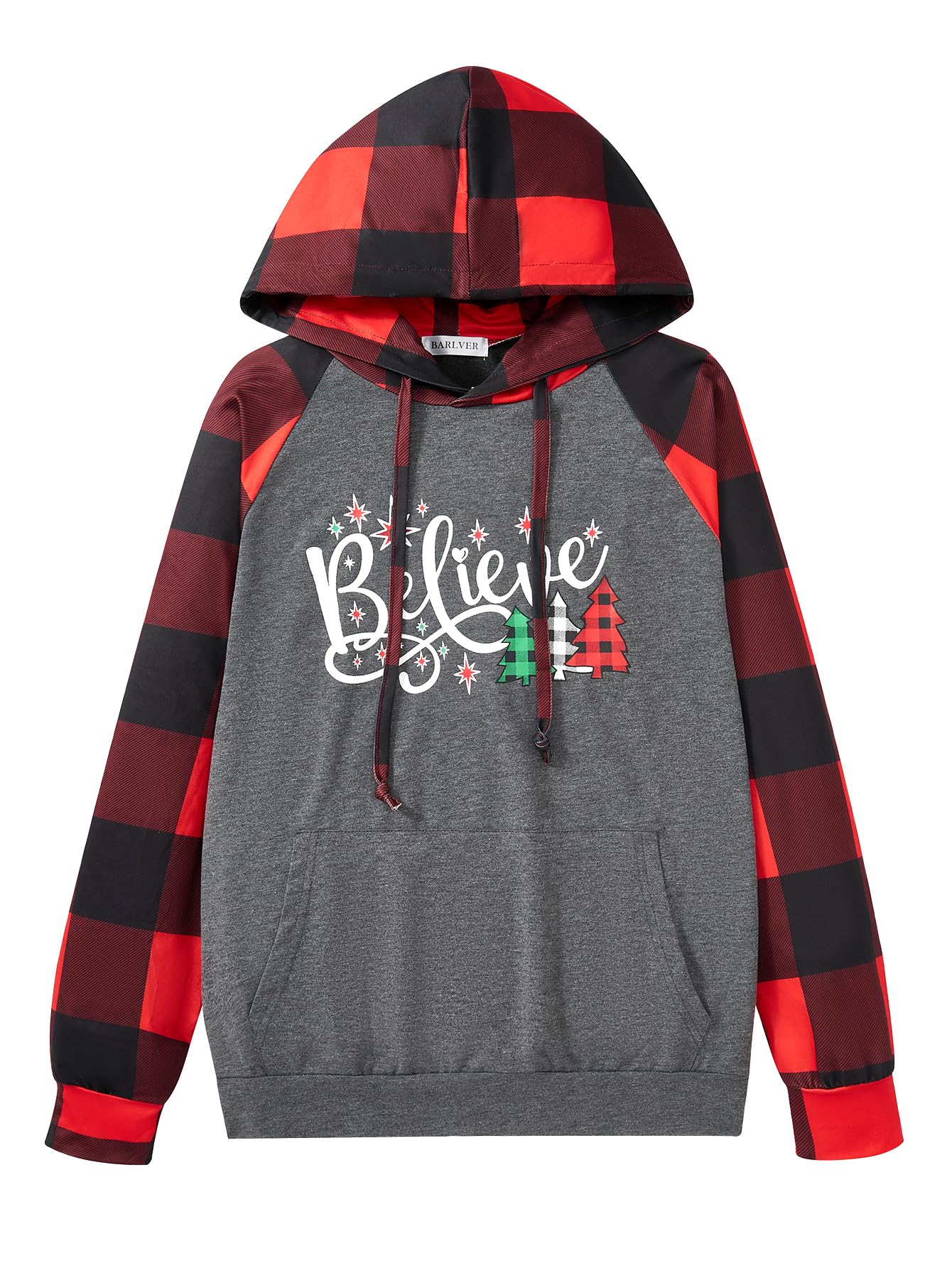 Christmas Hoodies Women Christmas Sweatshirts Believe Tree Shirt Xmas Vacation Graphic Casual Long Sleeve Pullover Tops Blouse L