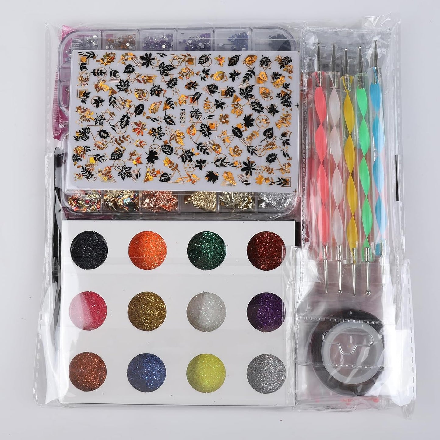 Teenitor Nail Art Brushes Nail Art Tools, Nail Brushes for Nail Art Kit with Nail Stickers, Nail Design Tools Nail Design Brushes Nail Gems, Nail Stuff Dotting Tools Nail Art Stickers Nail Supplies