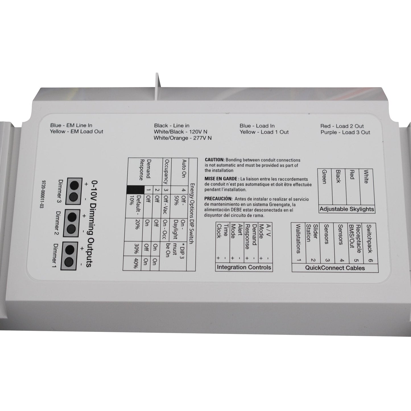 Cooper GreenGate RC3DE-PL Room Controller Panel, 3 Relay, 3 Dimmer, Emergency Control