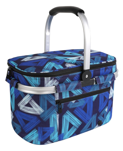 ALLCAMP Picnic Basket - Insulated Cooler, Thickening Foldable Picnic Basket with Removable Baskets & Sewn-in Frame, Basket for House Warming Gifts New Home(Triangle Pattern)