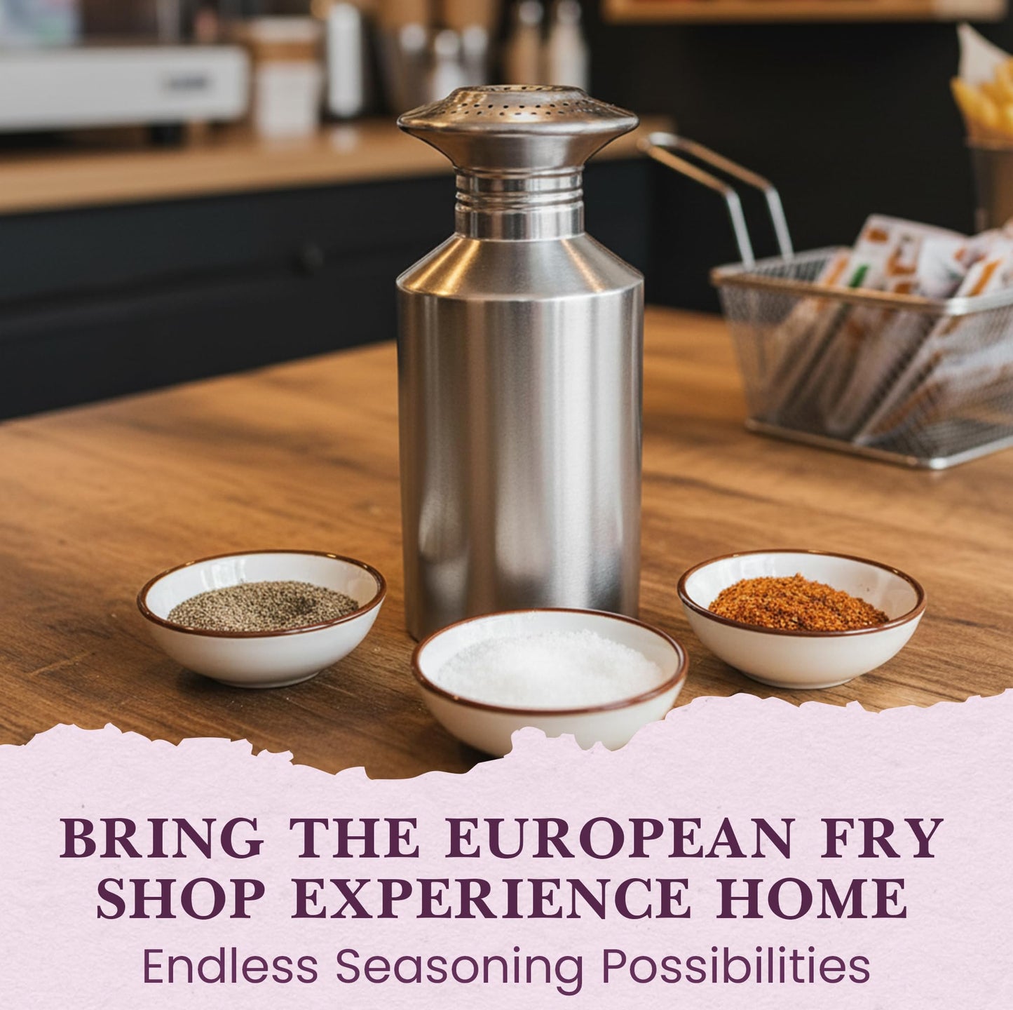 Friteshop Aluminum Salt Shakers – 22Oz Large Shaker with Twist Off Lid – Durable, Lightweight - Rust-Resistant Salt & Pepper Shaker for Fries, Snacks - Made in Europe - Home Dining & Restaurant - 1pck