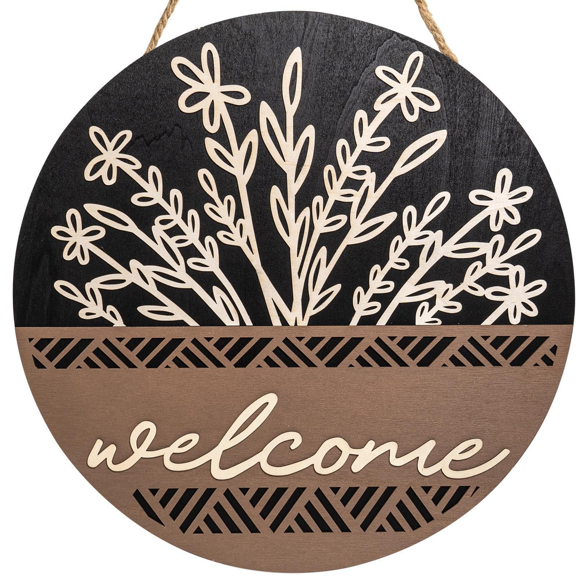 pechpell 3D Welcome Sign for Front Door, Rustic Wood Wall Hanging Decor