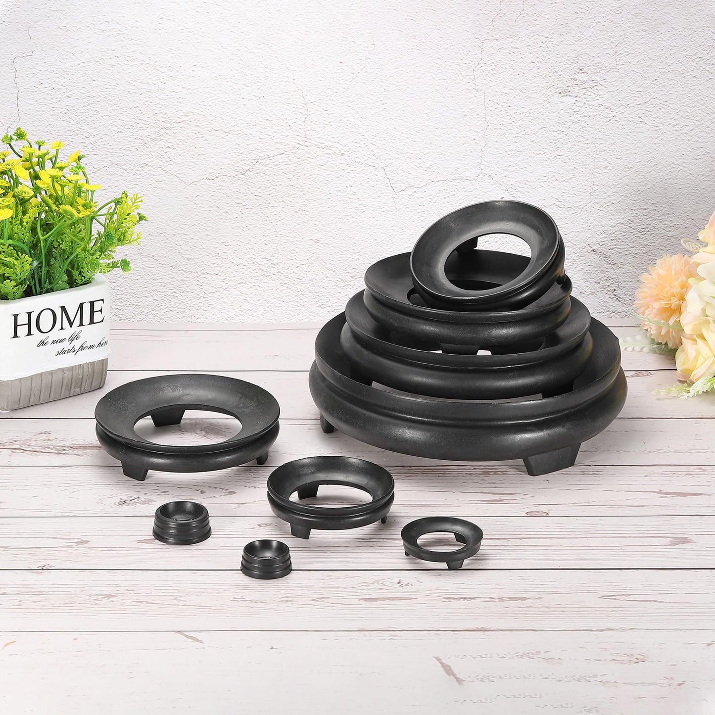 MECCANIXITY Ball Stand Holders Displays Base Diameter 7.5cm Black for Crystal Ball Stone Pack of 10