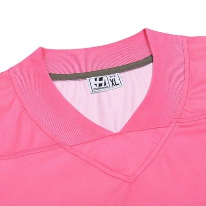 Pullonsy Plain Blank Football Jerseys for Men Mom Family Halloween Shirts Team Sport Tops Outfits Black Stripes Pink Jersey Size 2X-Large