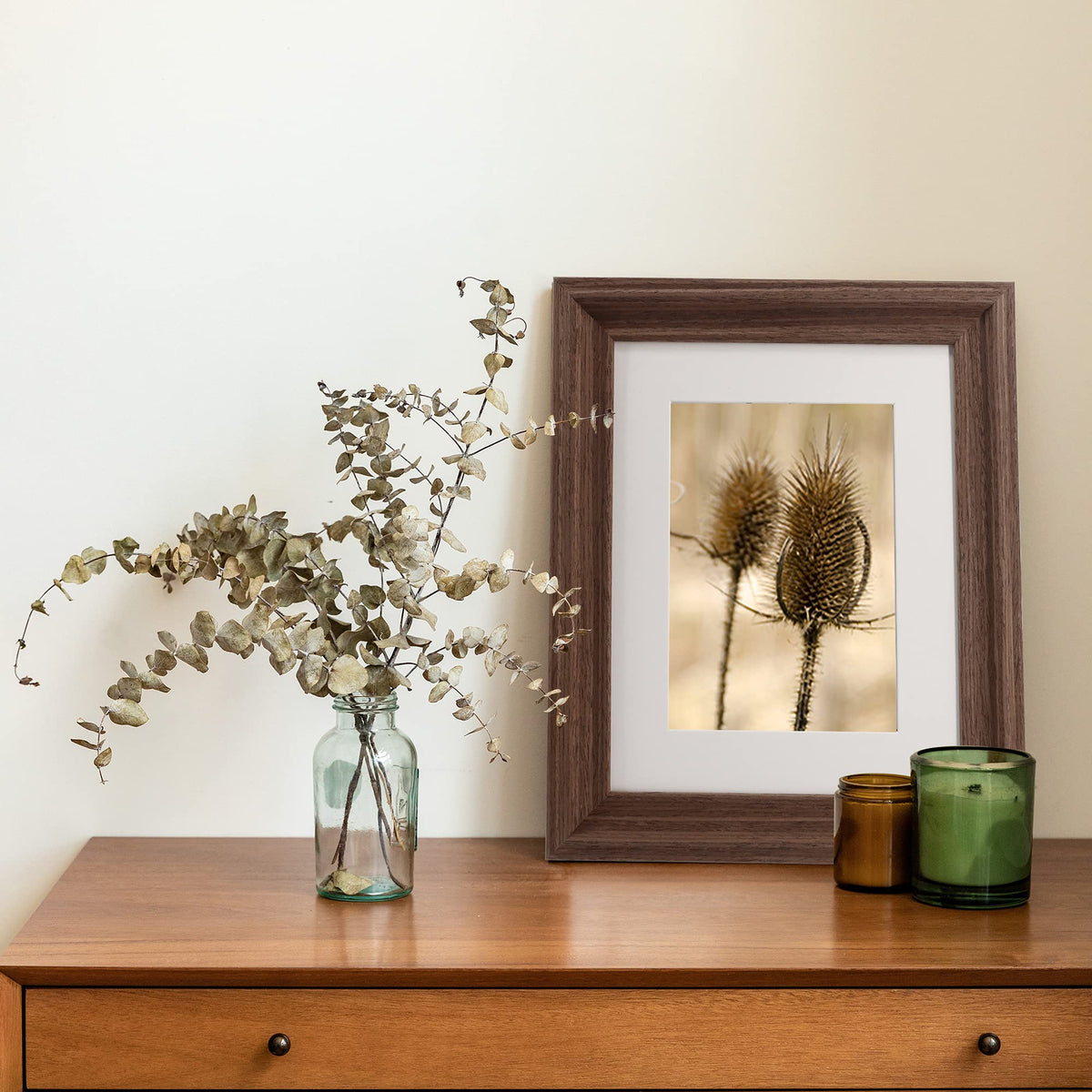 GraduationMall 8x10 Wooden Picture Frames,Display Photos 5x7 with Mat or 8x10 Without Mat,Real Glass,Wall or Tabletop Display,Rustic Brown Set of 2