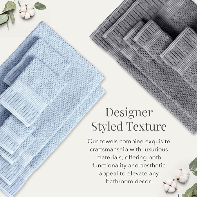 NY Loft 100% Cotton Hand Towel 6 Pack | Super Soft & Absorbent Quick-Dry Hand